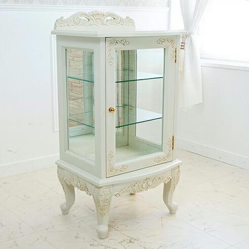 アンティーク調ガラスキャビネット 猫脚プリンセスシリーズ