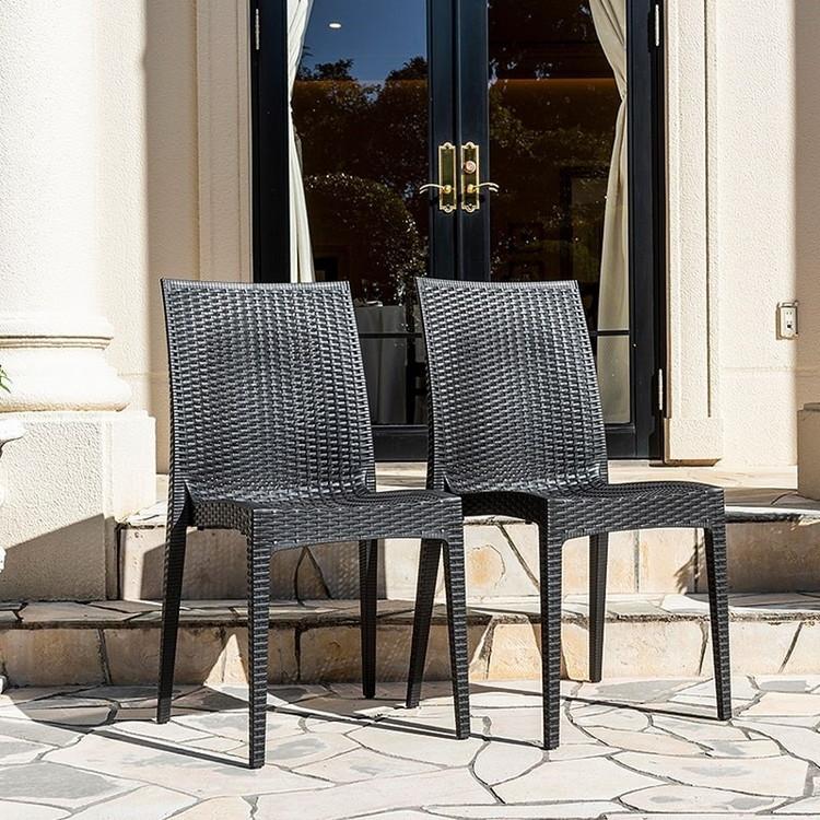 ラタン調 チェア 肘無し ピクシス 4脚セット アウトドア 椅子 屋外