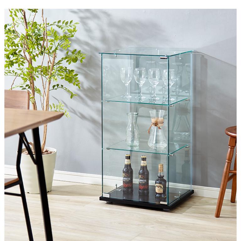 ガラスコレクションケース フィギュアケース 3段 クリア 全面ガラス 幅