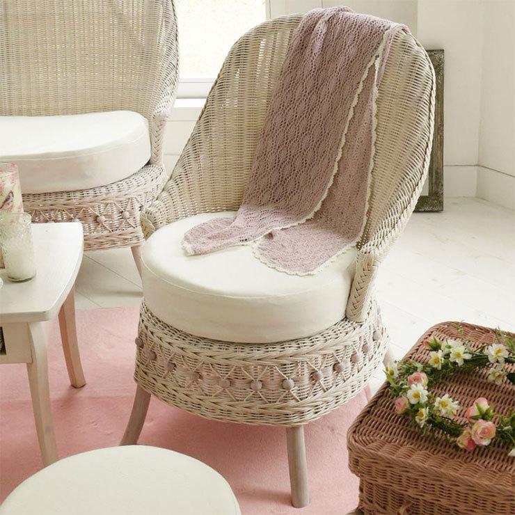 フィオーレ パーソナルチェア (ホワイトウォッシュ) 籐家具 イス 椅子