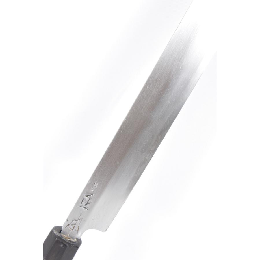 正本 秀 霞 蛸引き包丁 尺一 八角 黒檀柄 鞘付 刃渡り約340mm