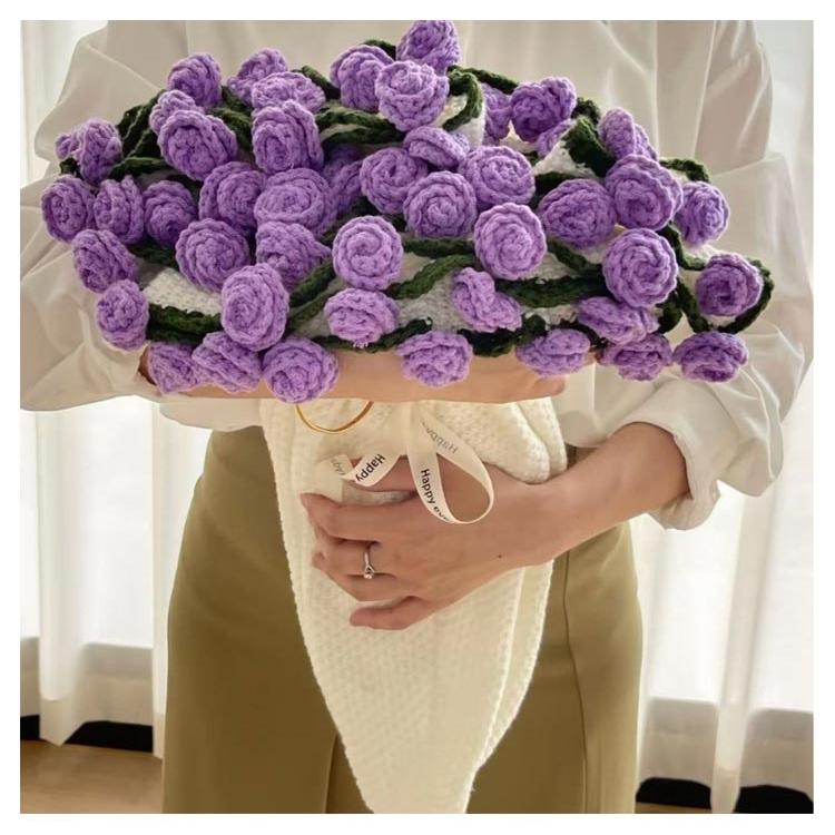 花束ブランケット 北欧 ひざ掛け 60cm ニット製 フラワーブランケット