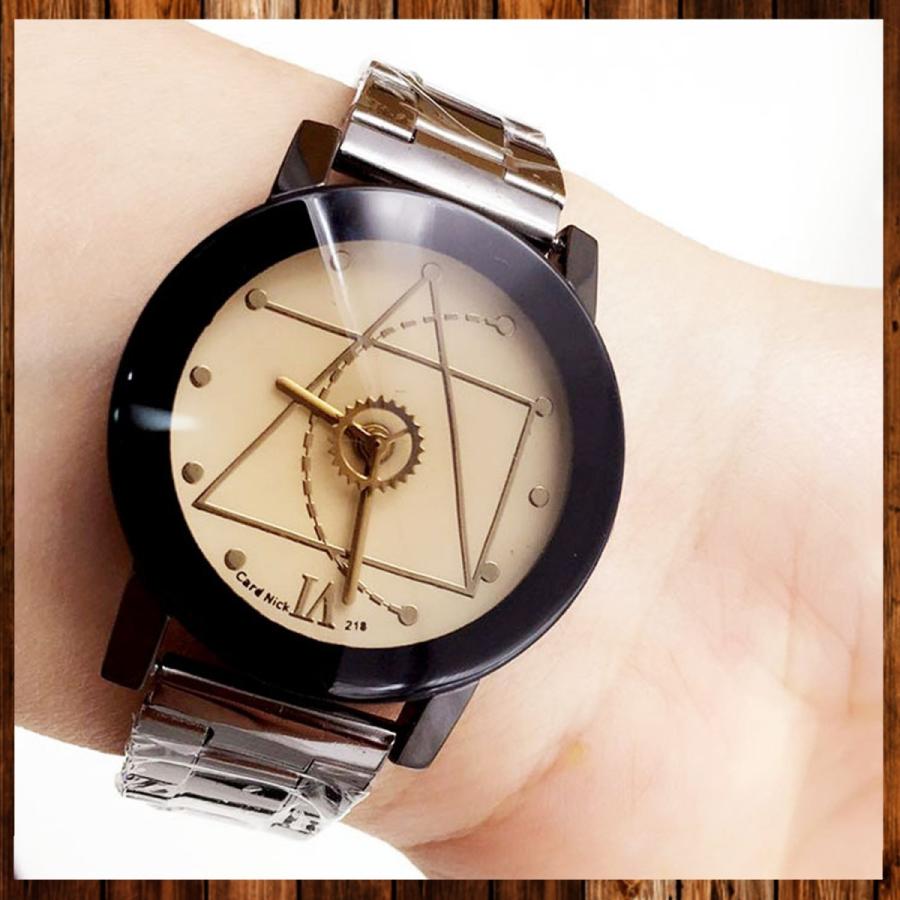 ユニーク 歯車 幾何学 モチーフ デザイン ウォッチ 腕 時計 クォーツ