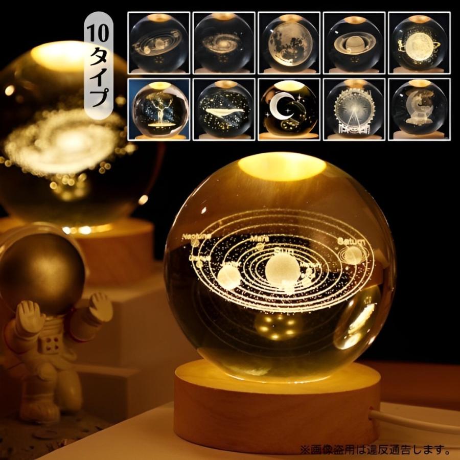 水晶 インテリア雑貨 オブジェ クリスタルボール ナイトライト 3D