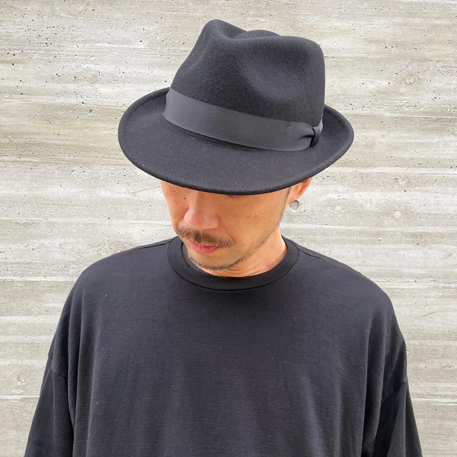 Basiquenti ウール100% 3サイズ フェドラ フェルト ハット 中折れ