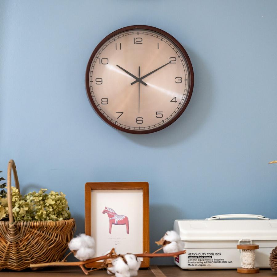 木製 壁掛け時計 直径25.6cm 10インチ 掛け時計 時計 ウォルナット