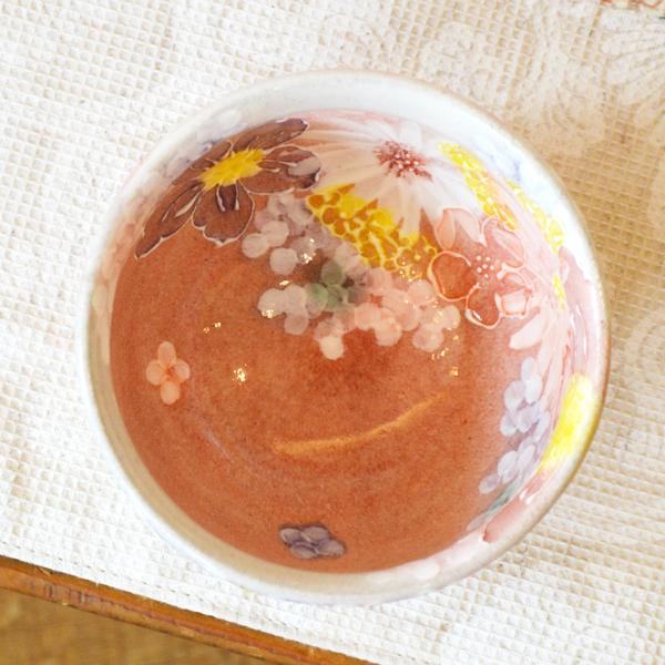 工房ゆずりは 福々碗 紅彩花間取 瀬戸焼 花柄 優しい感性 女性だけの