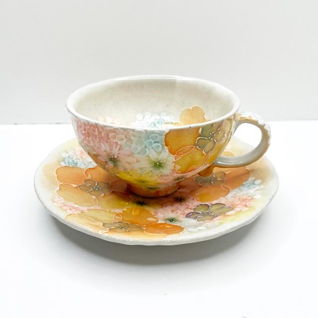 工房ゆずりは カップ＆ソーサー 平安京花 瀬戸焼 花柄 優しい感性 女性