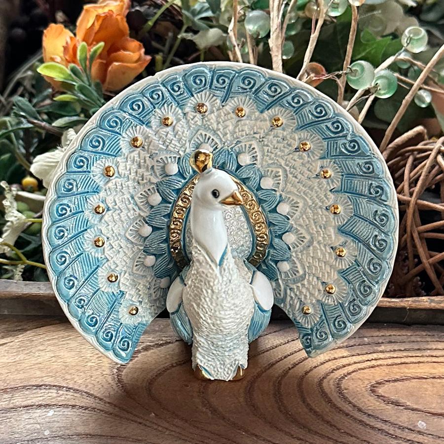 置物 トリ とり 鳥 孔雀 陶器 送料無料 F246W : リンコナダ(日本代理店