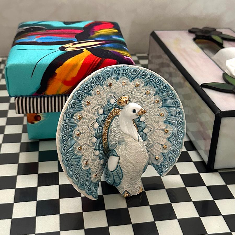 置物 トリ とり 鳥 孔雀 陶器 送料無料 F246W : リンコナダ(日本代理店