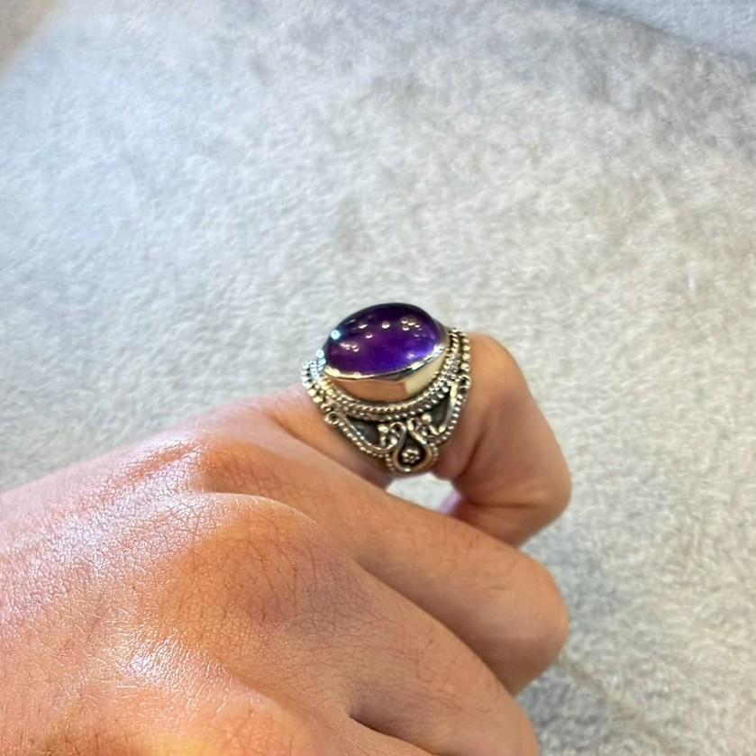 シルバー リング 12号 シルバー925 アメジスト 天然石 紫水晶 パープル