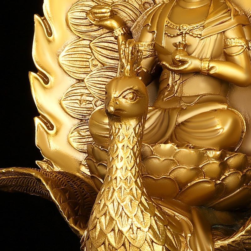 孔雀明王 黄金 金色 置物 オブジェ 仏像 神様 インテリア リビング