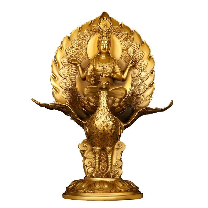 孔雀明王 黄金 金色 置物 オブジェ 仏像 神様 インテリア リビング