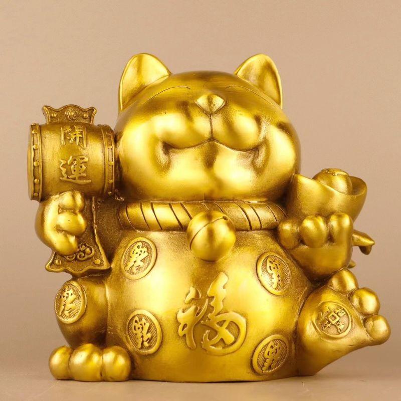 招き猫 ネコ 福猫 置物 オブジェ インテリア 金運アップ 開運 銅製