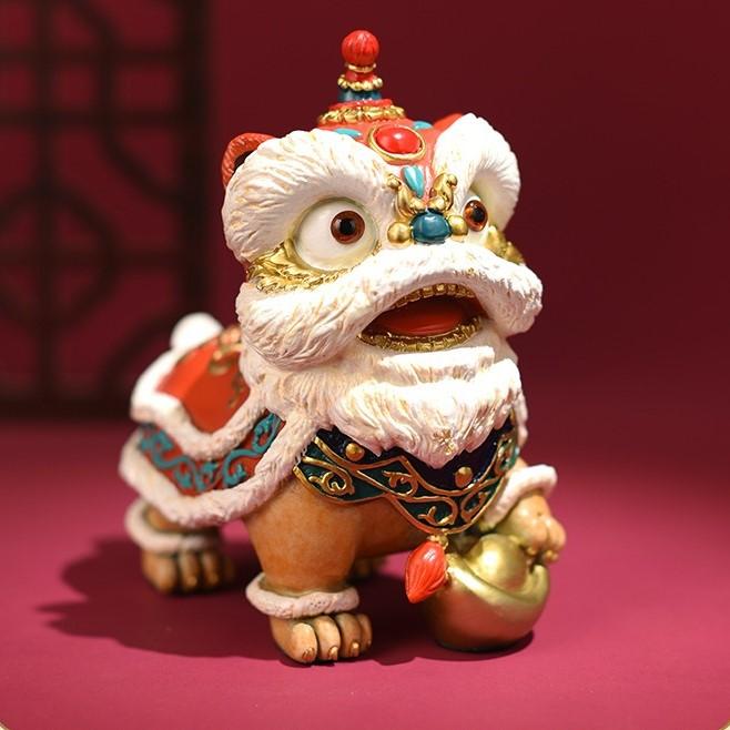 獅子舞 シシマイ 置物 オブジェ 2ペア 幸運 長寿 縁起物 魔除け 厄除