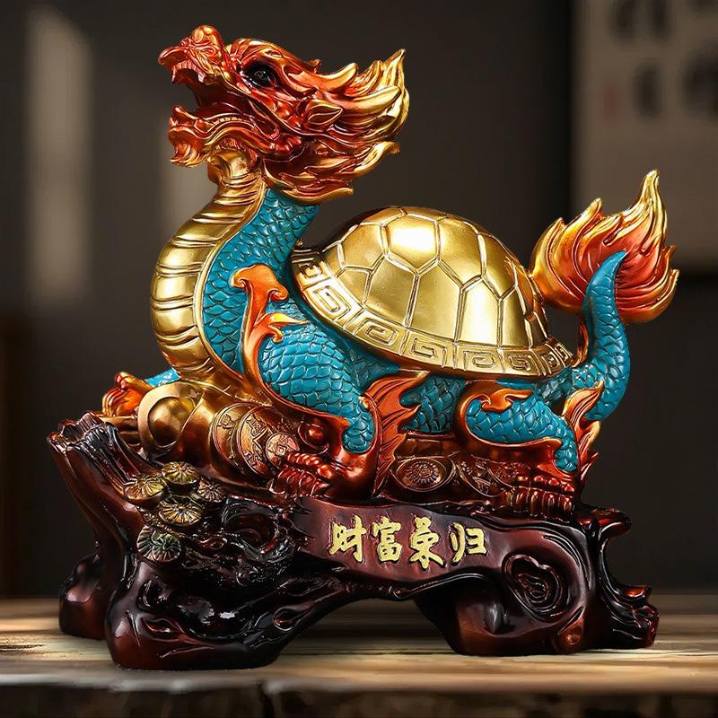 龍亀 龍 ドラゴン 亀 置物 オブジェ ブルー 青 運気アップ 風水 厄除け