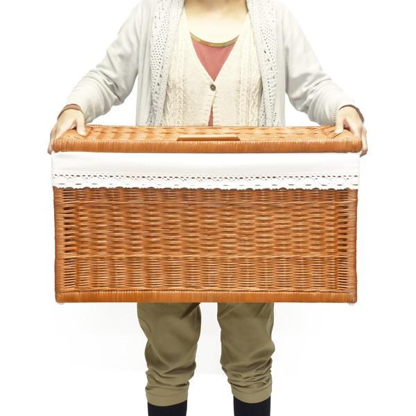 布付き ビッグサイズ 大きい ふた付き 籐かご バスケット おしゃれ