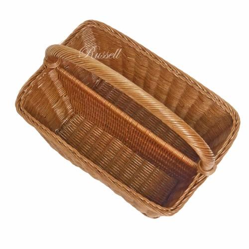 籐 かご バスケット マガジンラック 仕切り付き Lサイズ ラタン 雑誌