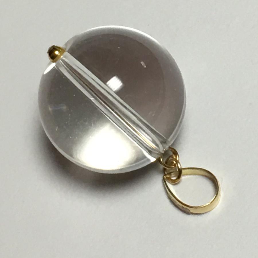 Rvaru】K18トップ 本水晶 特大 16mm ペンダントトップ クリスタル