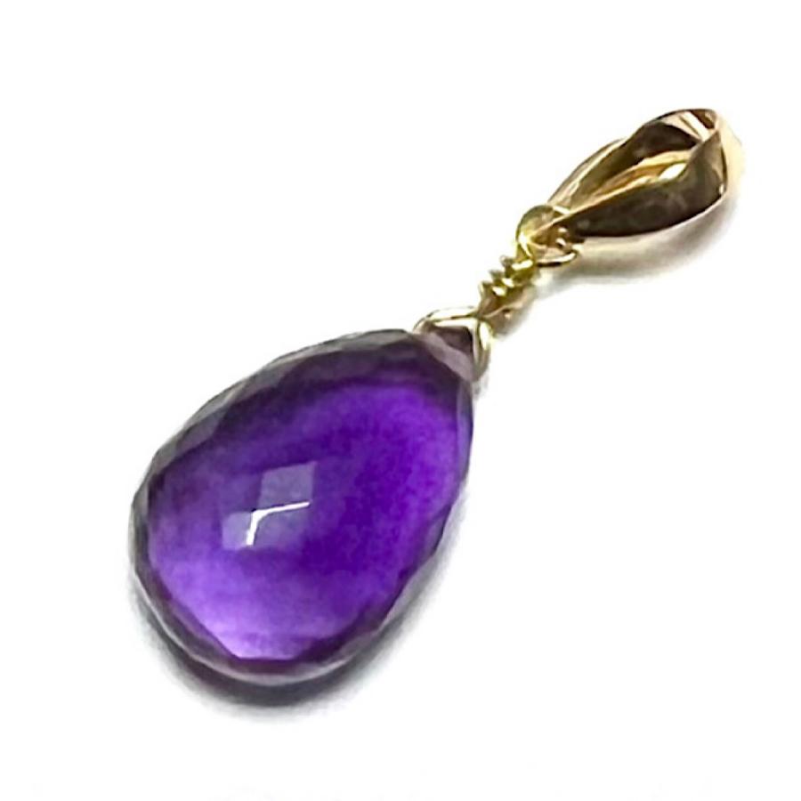 Rvaru】K18トップ アメジスト ドロップ（M）マイクロカット