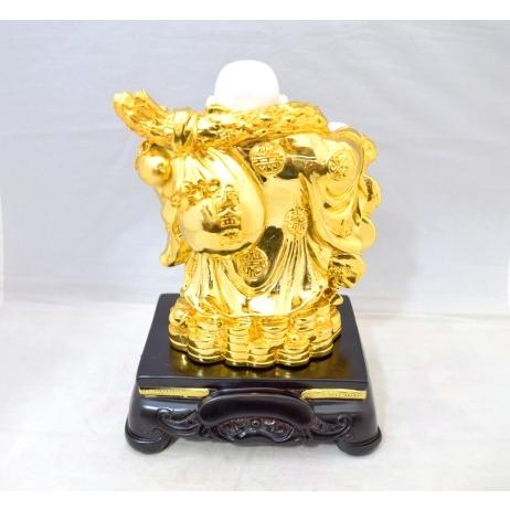 布袋様 置物 笑佛 笑い仏 如意棒 瓢箪 樹脂製 白 24cm : 横浜中華街龍