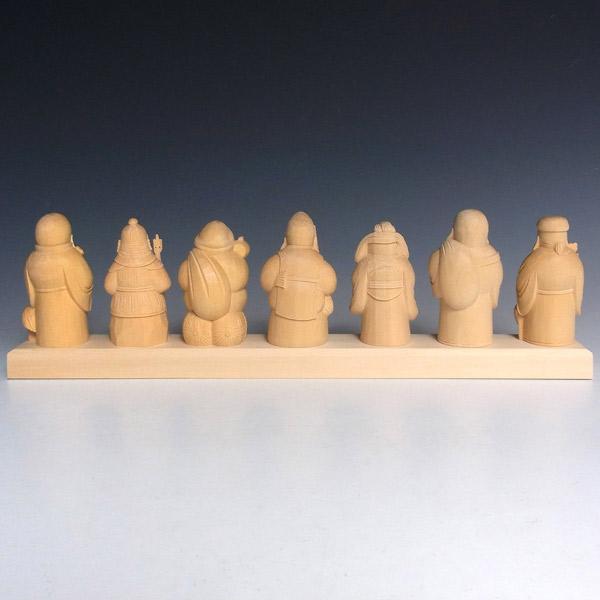 木彫り 七福神セット (小) 桧製 7柱セット 縁起物 置物 : 仏像と縁起物