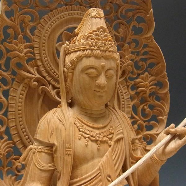 最上彫り文殊菩薩 普賢菩薩 セット 高さ45cm 榧製 木彫り 仏像 : 仏像