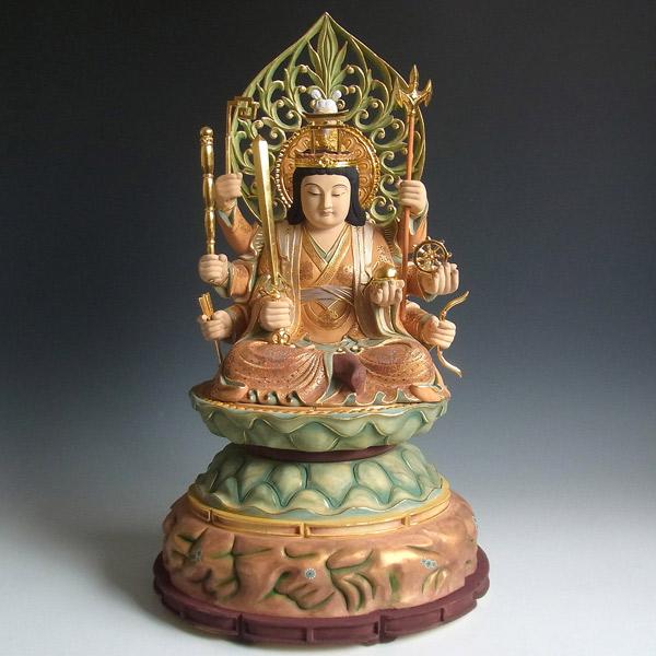 八臂弁財天 八臂弁才天 高さ60cm 楠製 木彫り 仏像 : 仏像と縁起物の