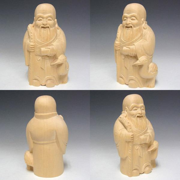 木彫り 七福神セット (大) 桧製 7柱セット 縁起物 置物 : 仏像と縁起物