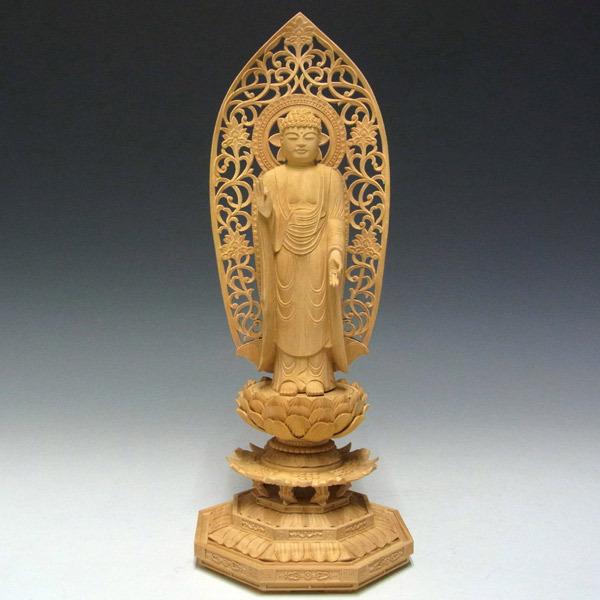 阿弥陀如来 立像 高さ33cm 柘植製 木彫り 仏像 : 仏像と縁起物の専門店