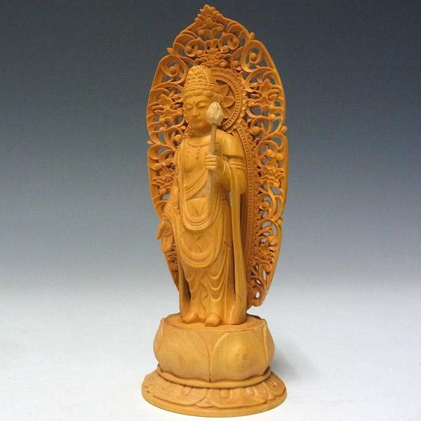 聖観音菩薩 立像 高さ15cm 柘植製 木彫り 仏像 : 仏像と縁起物の専門店
