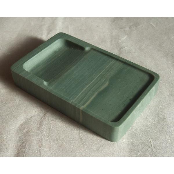 硯 松花江緑石硯 109×69×18mm 約4吋 すずり 唐硯 書道用具 : 書道用品