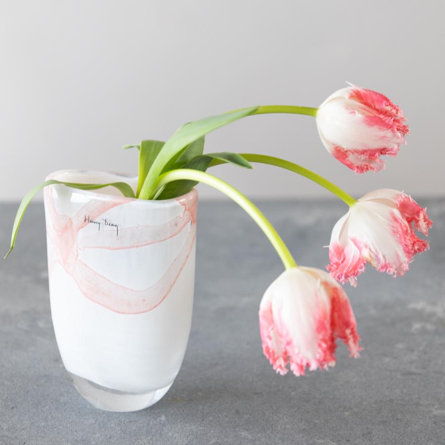 HenryDean ヘンリーディーン ジョー アクアレルピンク ガラス花瓶 花器