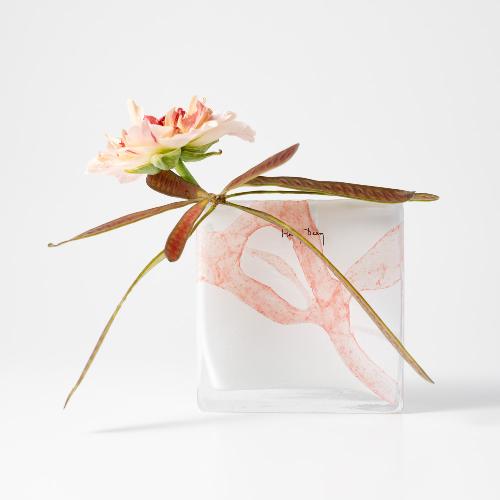 HenryDean ヘンリーディーン スクエアXS アクアレルピンクA ガラス花瓶