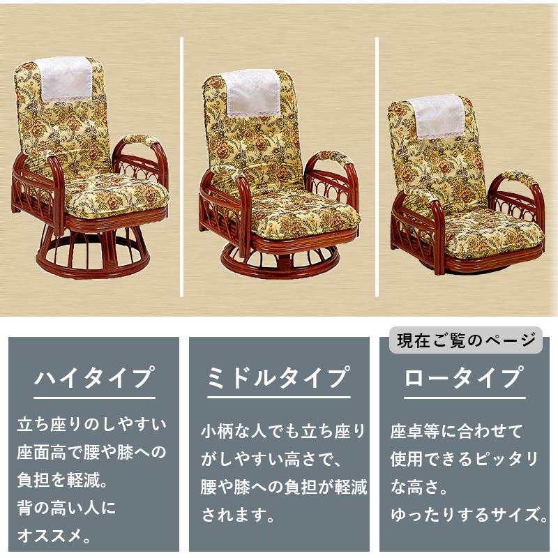 座椅子 3段階リクライニング ロータイプ 360度回転式 ジャガード織り