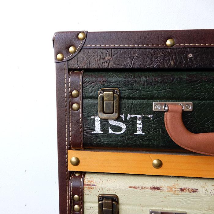 ウッドボックスチェスト4段 キャビネット チェスト アメリカンレトロ