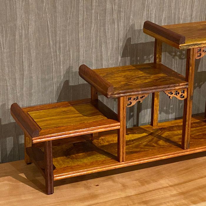 花梨 珍品棚 階段 飾り棚 和モダン 和風 かりん おしゃれ アジアン