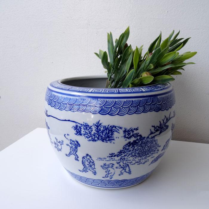 ミニ火鉢 鳥獣戯画 M 火鉢 水鉢 鉢カバー プランタカバー 和モダン 和