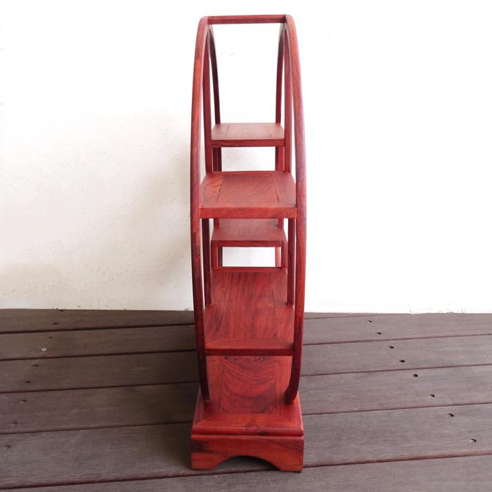 飾り棚 和風 和室 床の間 丸形 シノワズリ 珍品棚 盆栽棚 シェルフ