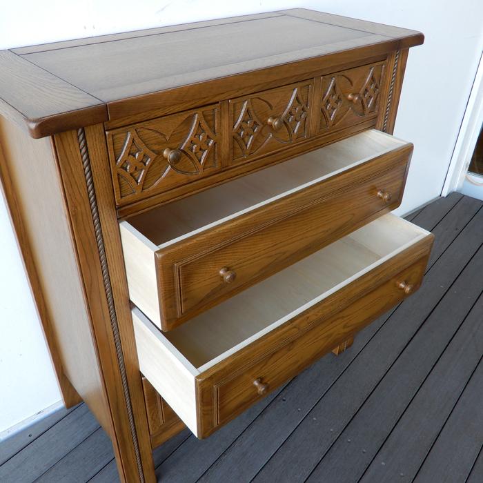加藤木工 CC チェスト900 チェスト ナラ無垢 おしゃれ 彫刻 幅90 高さ