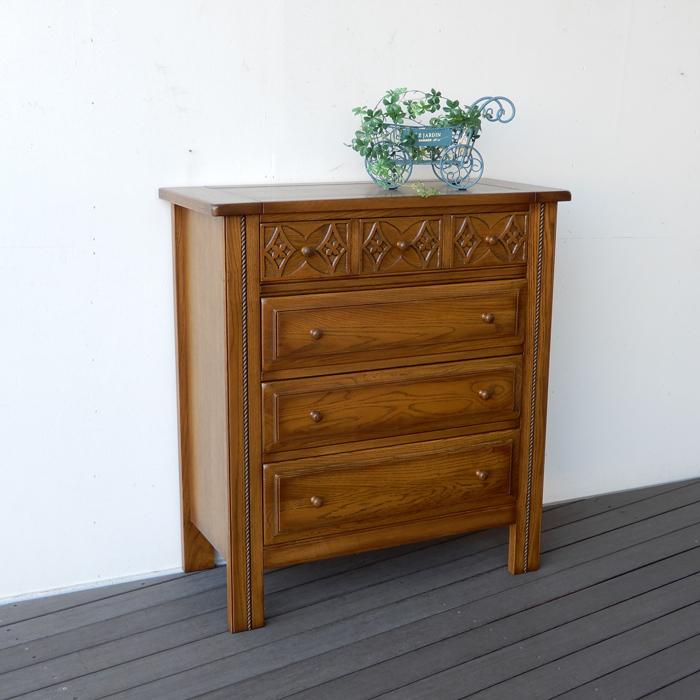 加藤木工 CC チェスト900 チェスト ナラ無垢 おしゃれ 彫刻 幅90 高さ