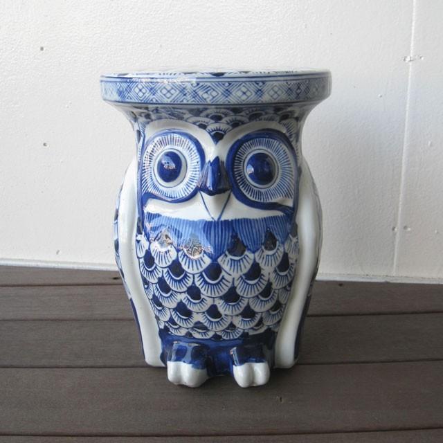 フクロウ ふくろう 梟 置物 陶器 プランタースタンド 花台 台 鉢