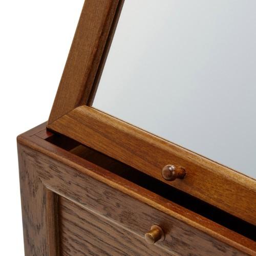 メイクボックス コスメティック 木製 鏡 ナチュラルウッド 縦型 コスメ