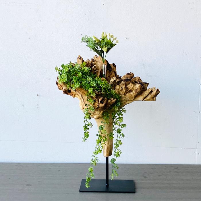 ウッドオブジェ一輪挿し A チーク無垢材 インテリア 一輪挿し 花瓶