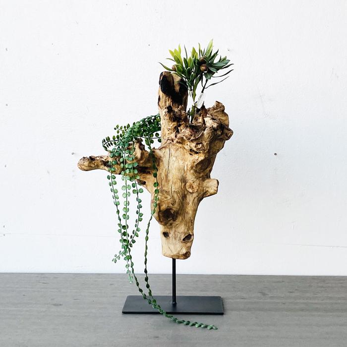 ウッドオブジェ一輪挿し B チーク無垢材 インテリア 一輪挿し 花瓶