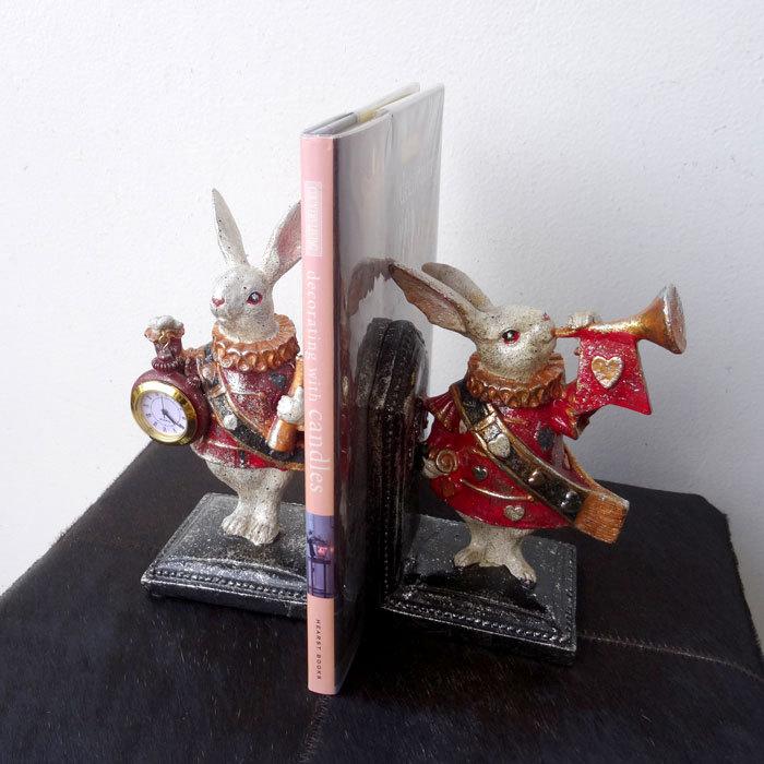 ブックエンド ブックスタンド うさぎ ウサギ 兎 アリス トランプ
