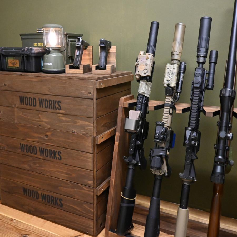 WOODWORKS ガンラック 5丁掛 ( 色：ブラウン ) 木製 日本製
