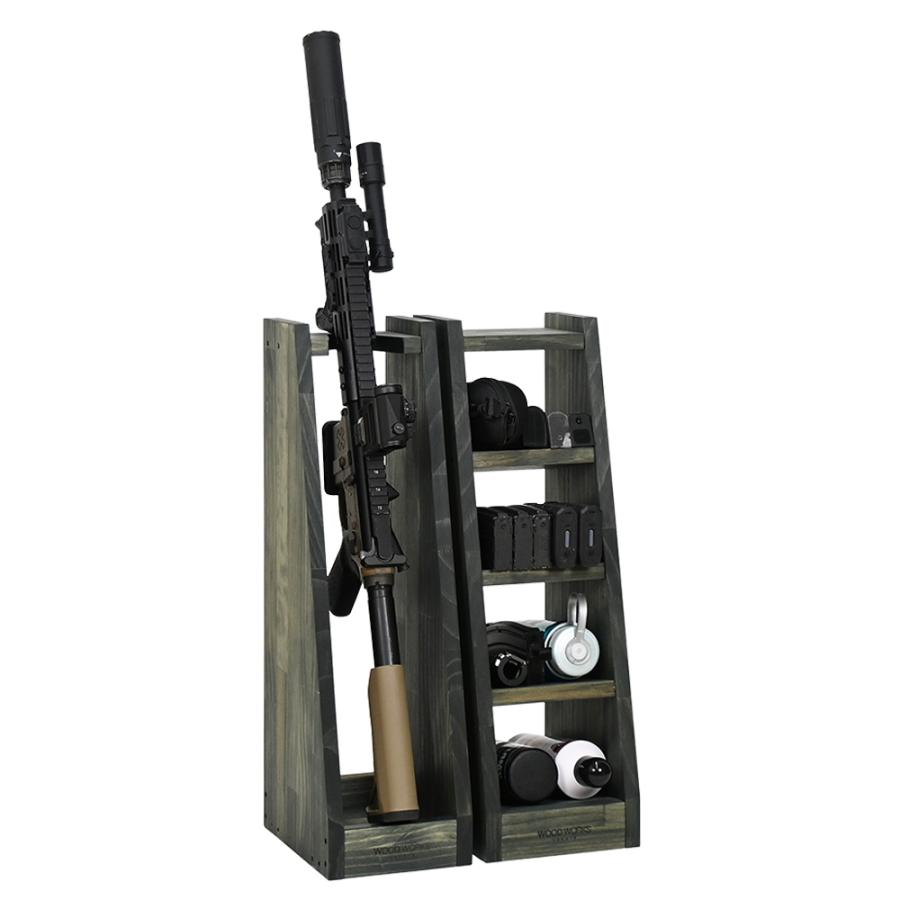 WOODWORKS ガンラック 1丁掛 + マガジンラック お得な2点セット 木製