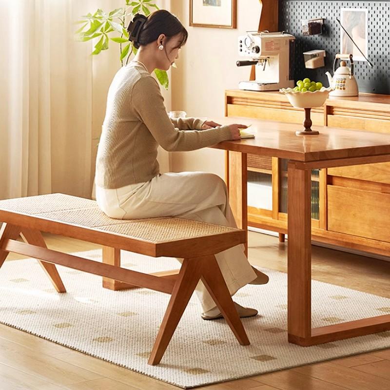 ラタンベンチ 籐編み ラタンチェア 北欧 チークベンチ ジャンヌレ