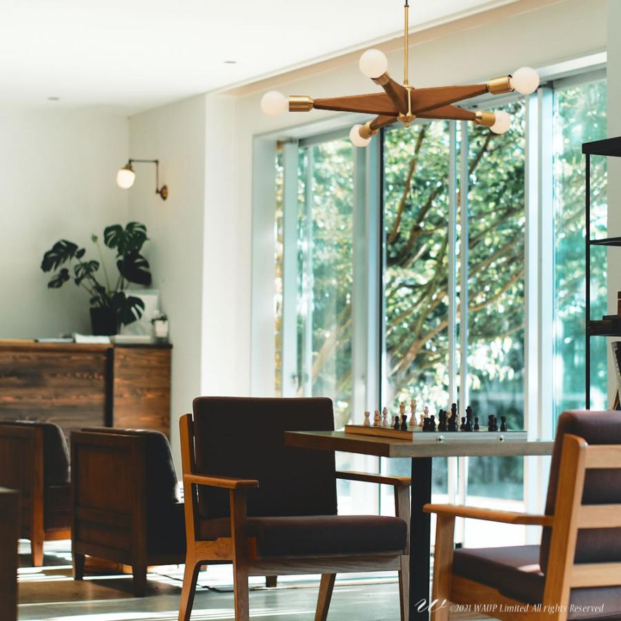 ペンダントライト 照明 5灯 ゴールド ウッド 木製 木目 北欧デザイン